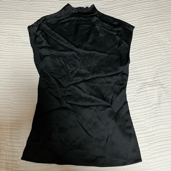 Women´s Black Fitted Waist Stand Collar Top Blouses